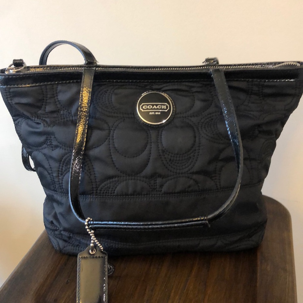 Coach black signature shoulder bag